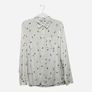 Old Navy Women’s Plant Print Button Down‎ Shirt L Cottagecore Casual